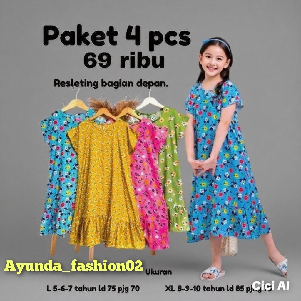 Jual Promo paket 4pcs 60rb Daster Anak Perempuan Rayon Adem Motif Lucu ...