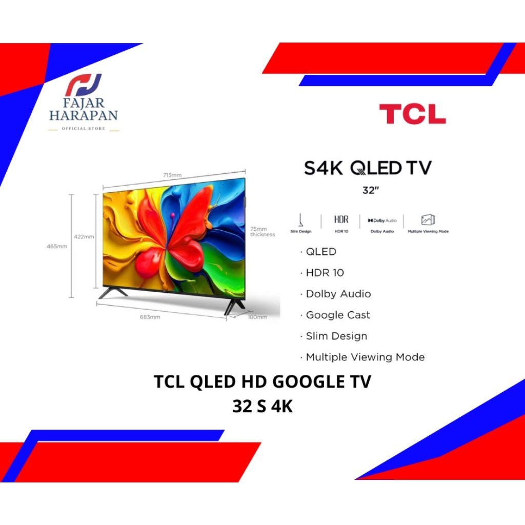 Jual TCL HD QLED GOOGLE TV 32 S 4K | Shopee Indonesia