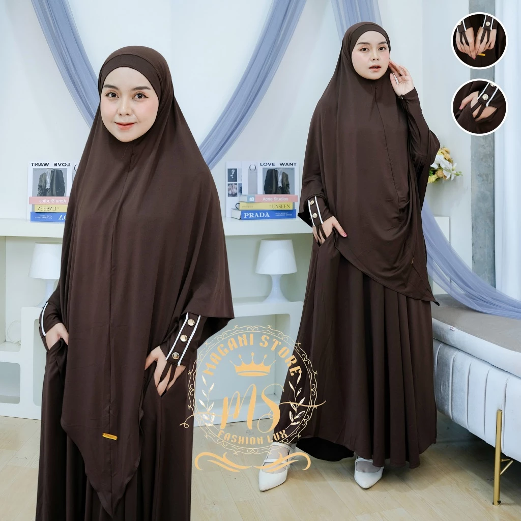 Detail lengan dan kancing Almahyra Abaya