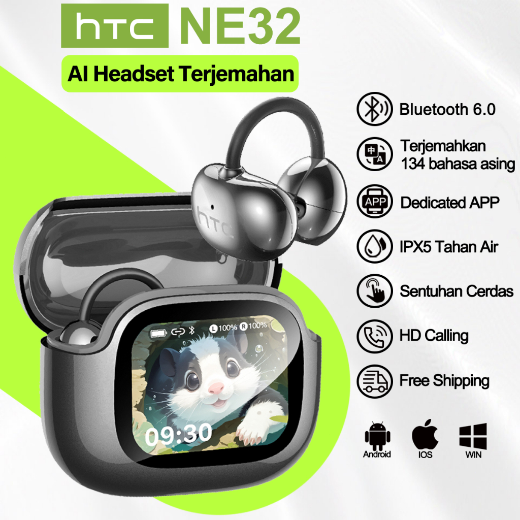 Jual HTC NE32 Headphone terjemahan AI True wireless Bluetooth
