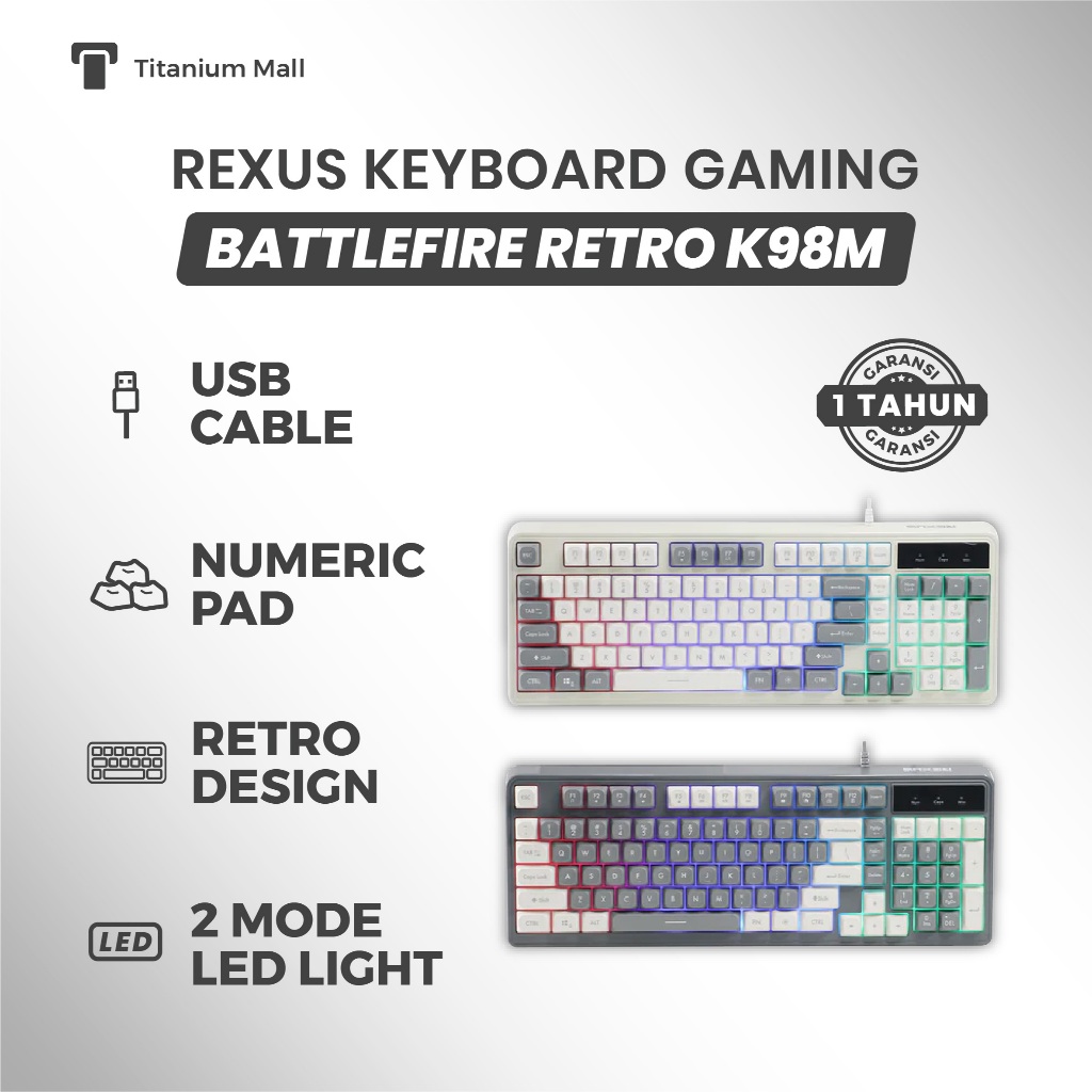 Jual Keyboard Mekanik Rexus KY K98M Gaming Retro Classic RGB LED Full ...