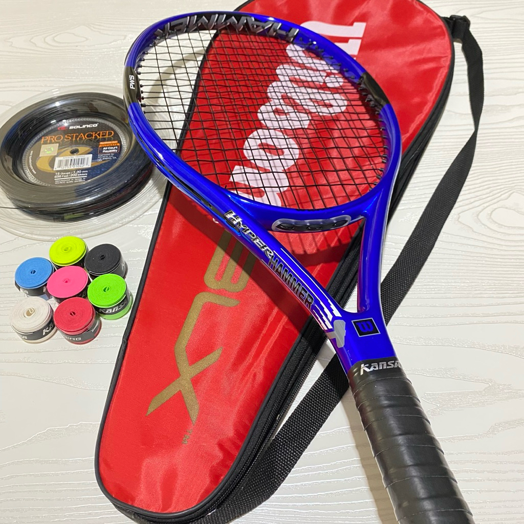 Jual RAKET TENIS WILSON HAMMER BLUE CARBON FULLSET SIAP SMASH | Shopee ...