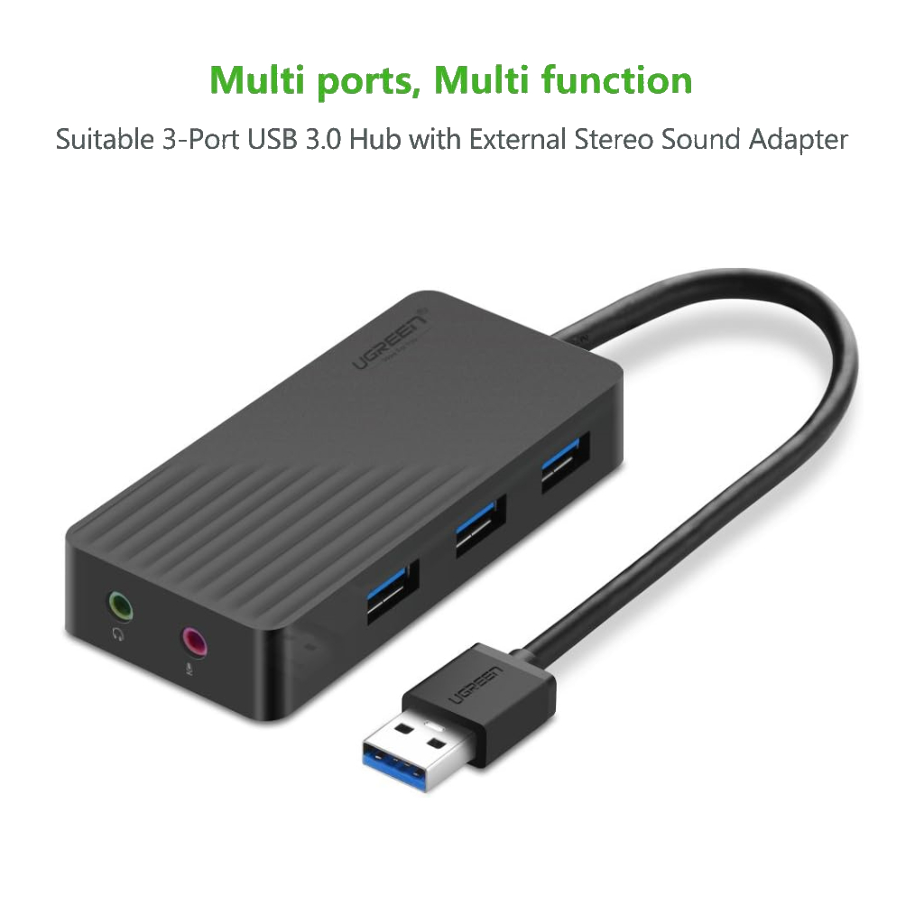 Jual Vention USB 3.0 Hub 3 Ports Sound Card 2 in 1 External Stereo ...
