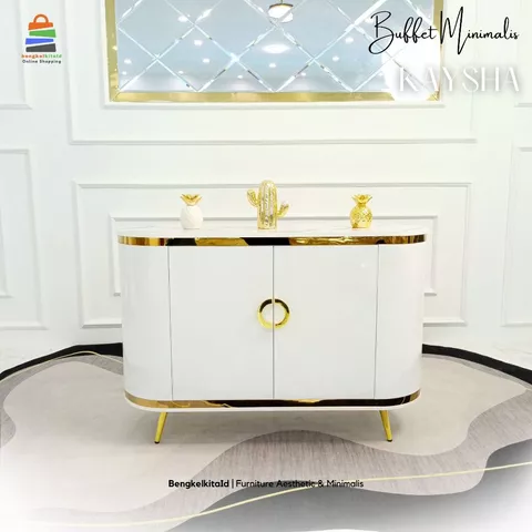 Meja TV Aesthetic Meja Buffet TV Minimalis - MEJA KAYSHA - 120cm Multiplek Anti Rayap Glossy