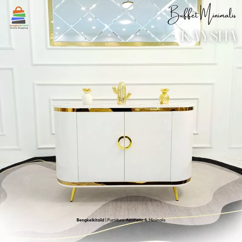 Meja TV Aesthetic Meja Buffet TV Minimalis - MEJA KAYSHA - 120cm Multiplek Anti Rayap Glossy