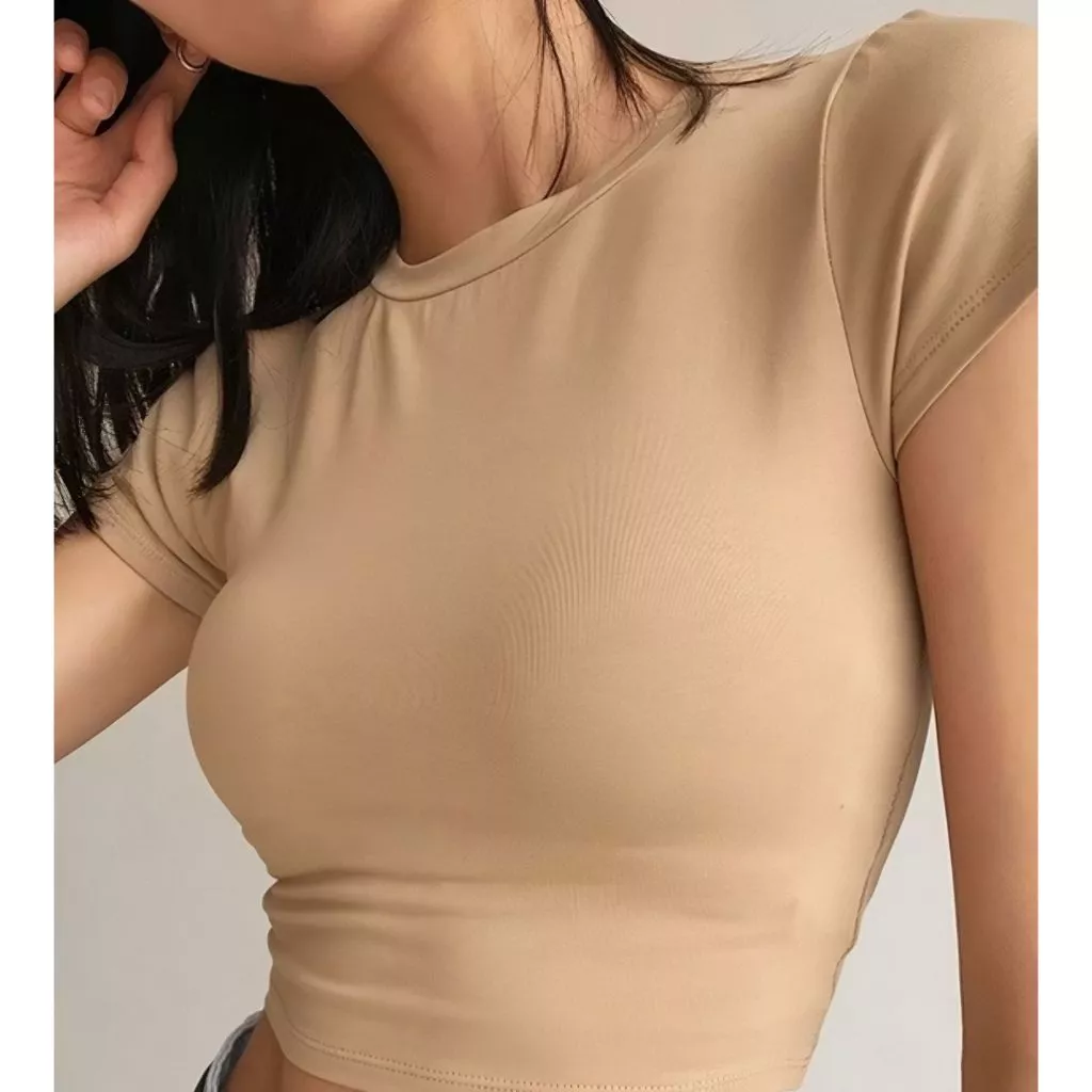 Gambar 5 Crop Top Wanita Korean Style Cotton Stretch – Kaos Wanita Trendy Kekinian