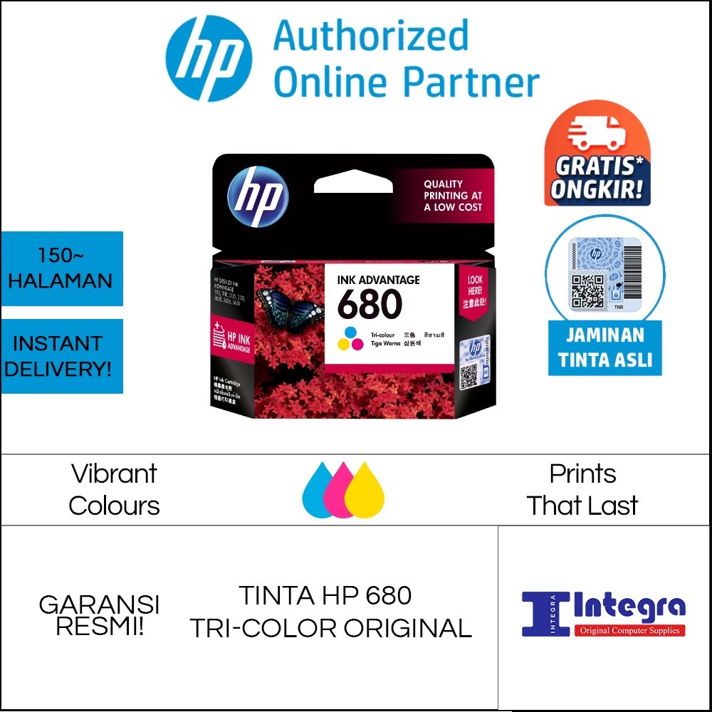 Jual Tinta HP 680 Tri Colour / Warna Original Ink Cartridge - F6V26AA ...