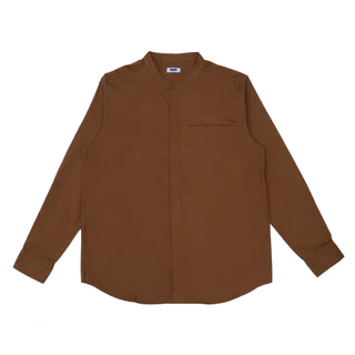 M231 Kemeja Pria Koko Shanghai Polos Soft Twill Panjang Coklat 1971B