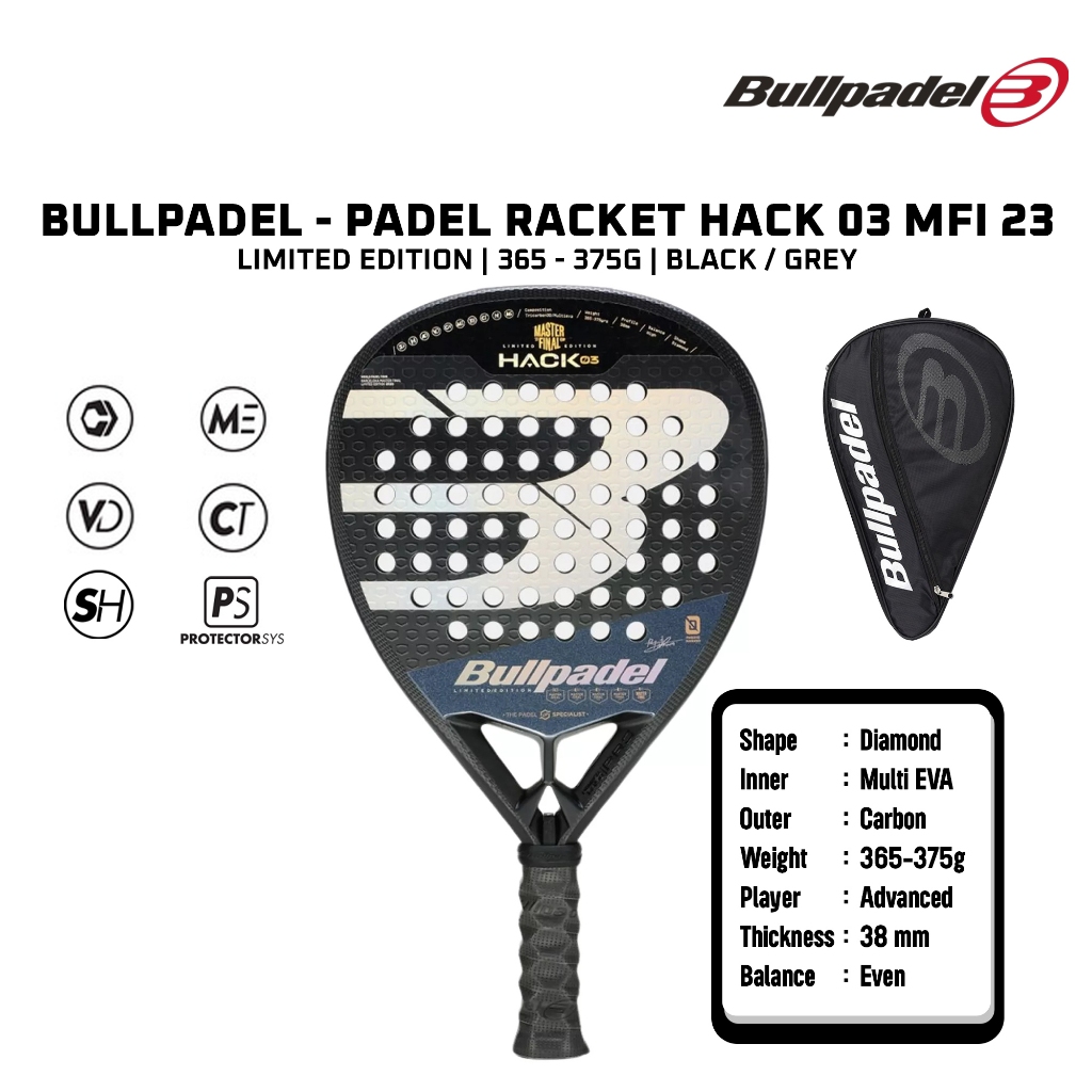 Jual Raket Padel BULLPADEL Hack 03 Master Final 23 LTD 365-375g Limited ...