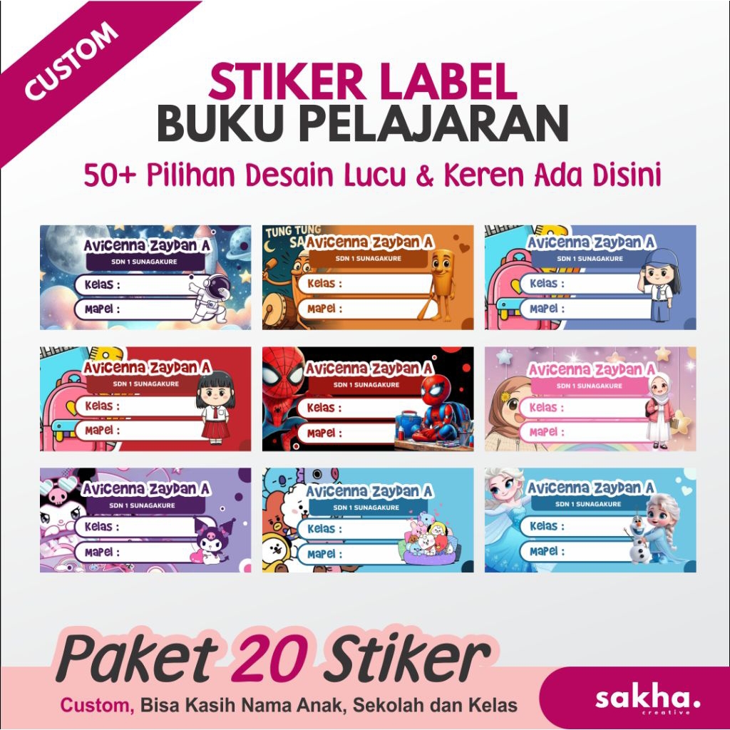 Jual Paket Stiker label buku pelajaran/ label buku sekolah/ label buku ...
