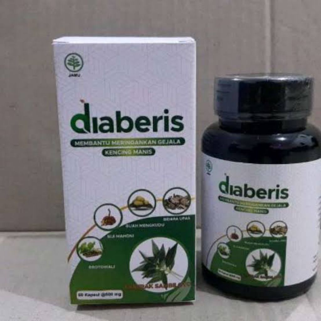 DIABERIS ORIGINAL Suplemen Herbal Diabetes BPOM HALAL 1 Botol Isi 60 Kapsul