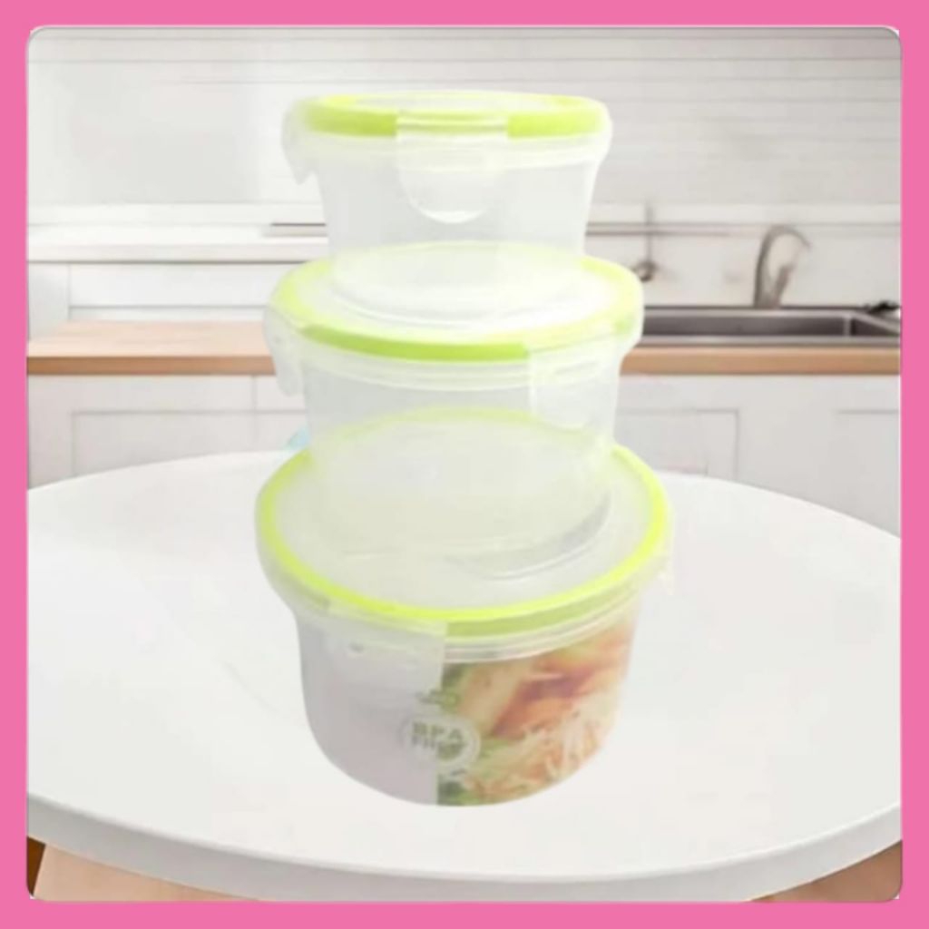 Jual Tempat Makan Selma Set 3pcs Kotak Makan Bundar Wadah Makan/Food ...