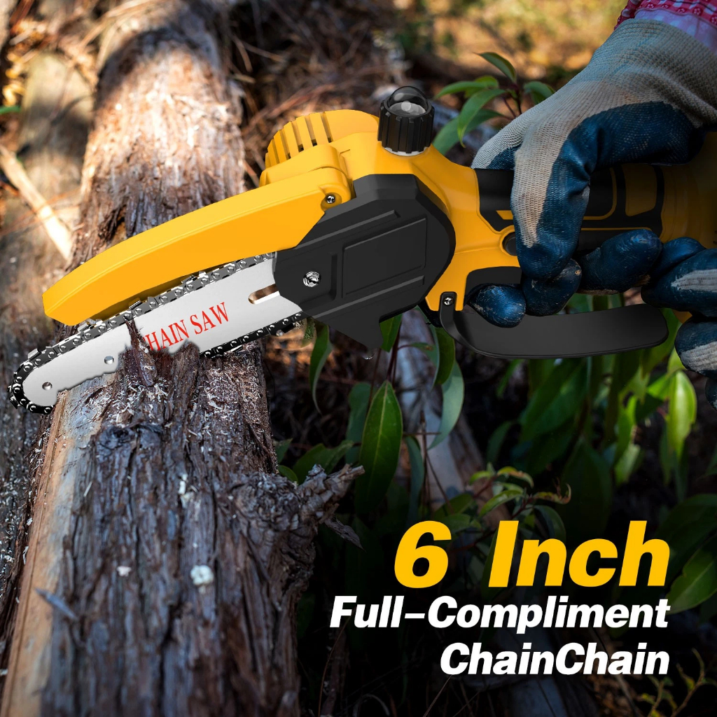 Jual 6 Inch Gergaji Mesin Mini Chainsaw Cordless Gergaji Tiang Listrik ...