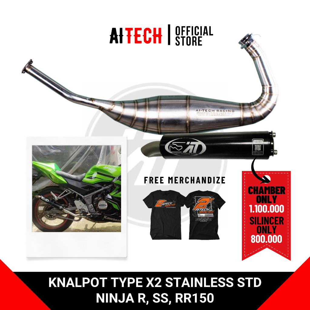 Jual Knalpot Aitech Type X2 Std Stainless Ninja R/RR Gen 4 | Shopee ...