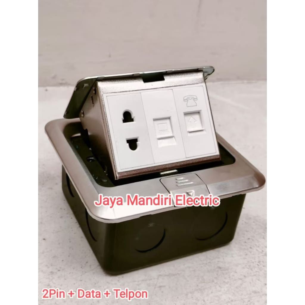 Jual Stop Kontak / stopkontak Lantai China polos 3 Modul 3 PIN + TELP ...