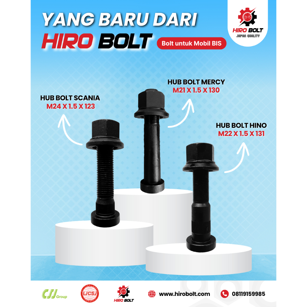 Jual Hiro Bolt - Baut Roda Depan Belakang - Truk / Trailer / Bis ...