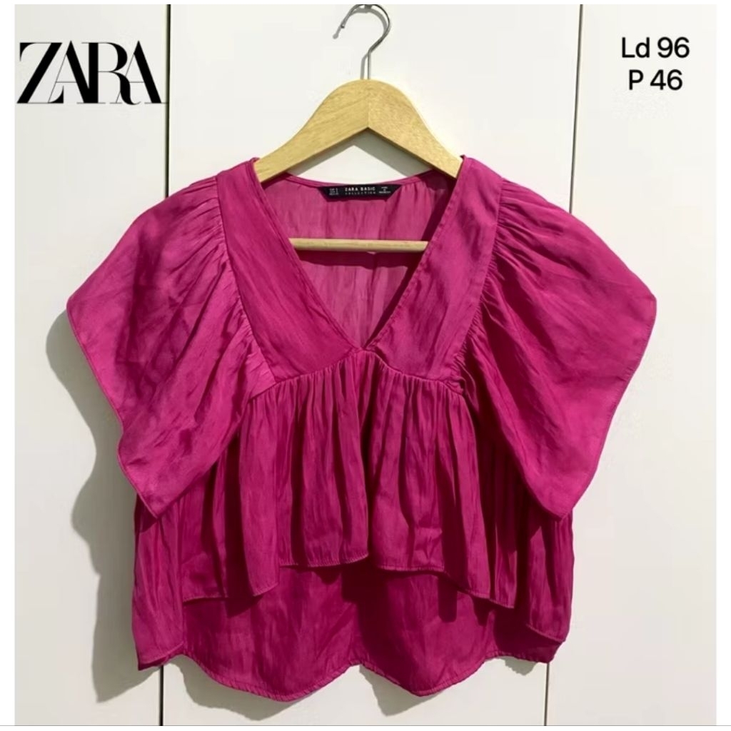 Jual Zara Frilled Ruffle Vneck Crop Top - Crop Top Ruffle Zara ...
