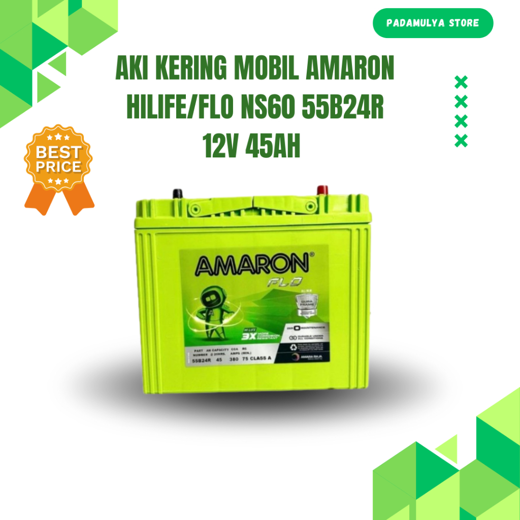 Jual Aki Kering Mobil Amaron Hi life Flo NS60 55B24R 12V 45Ah Avanza ...
