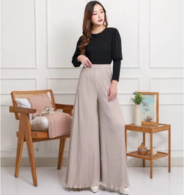 Celana Kulot Plisket Wavy Celana Kulot Flowy Pleated Cullote Pants Kulot Big Size