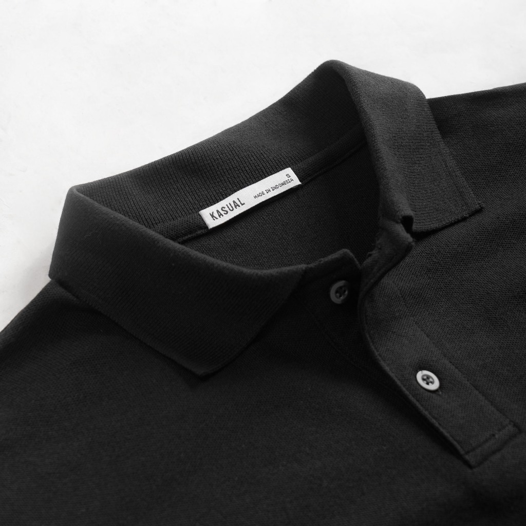 Kasual Kaos Polo Hitam Rise Honeycomb Piqué S-2XL