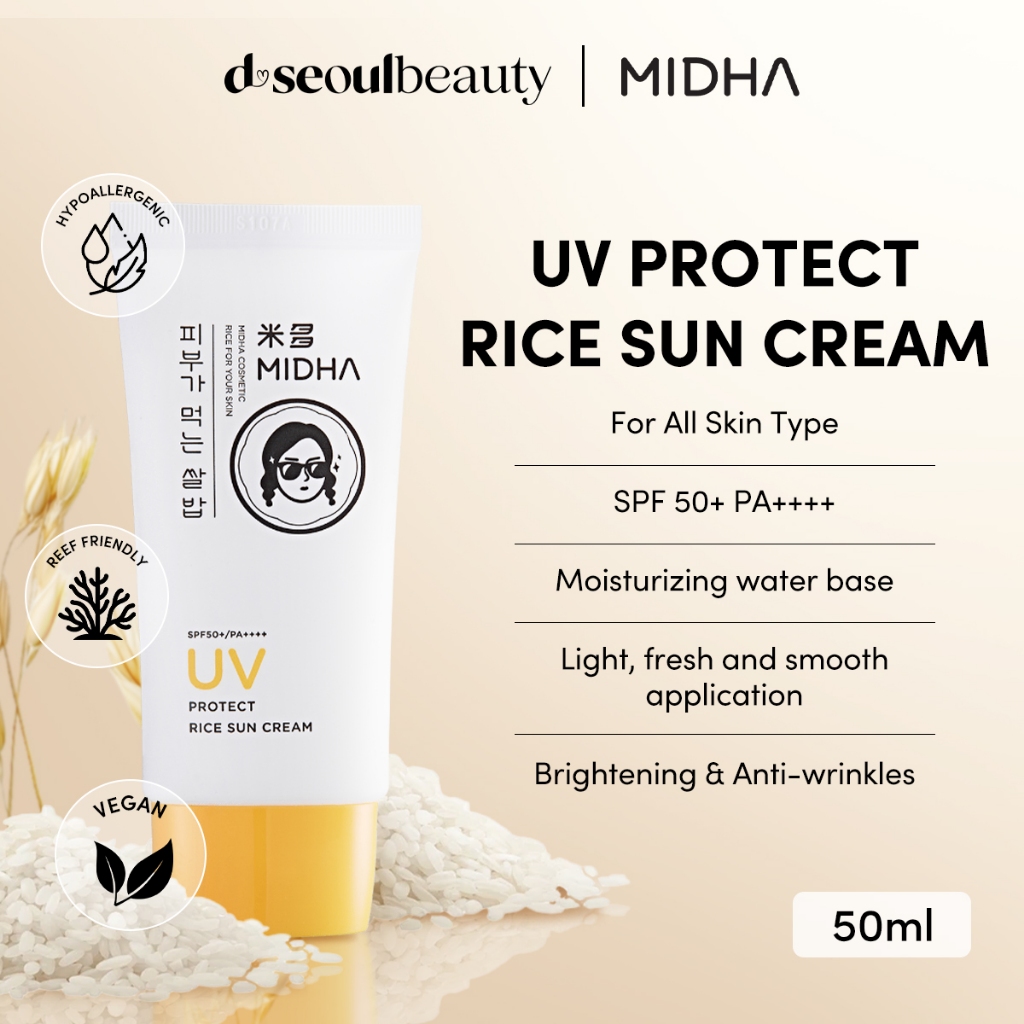 Jual MIDHA UV Protect Rice Sun Cream 50ml - Vegan sunscreen perawatan ...