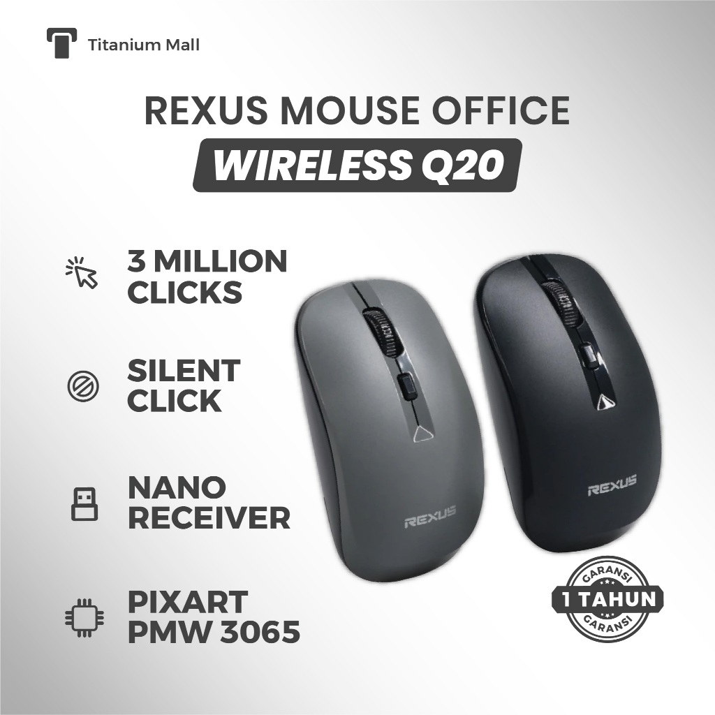 Jual Mouse Rexus Q20 Wireless Silent 2.4GHz – Silent Clik, Koneksi ...