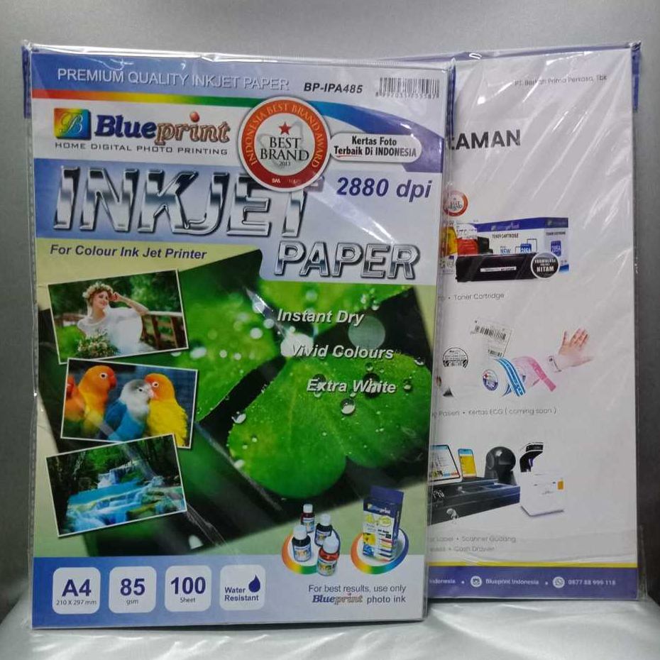 Jual Kertas Inkjet Paper BluePrint A4 85Gsm 100Sheet Doff Water ...
