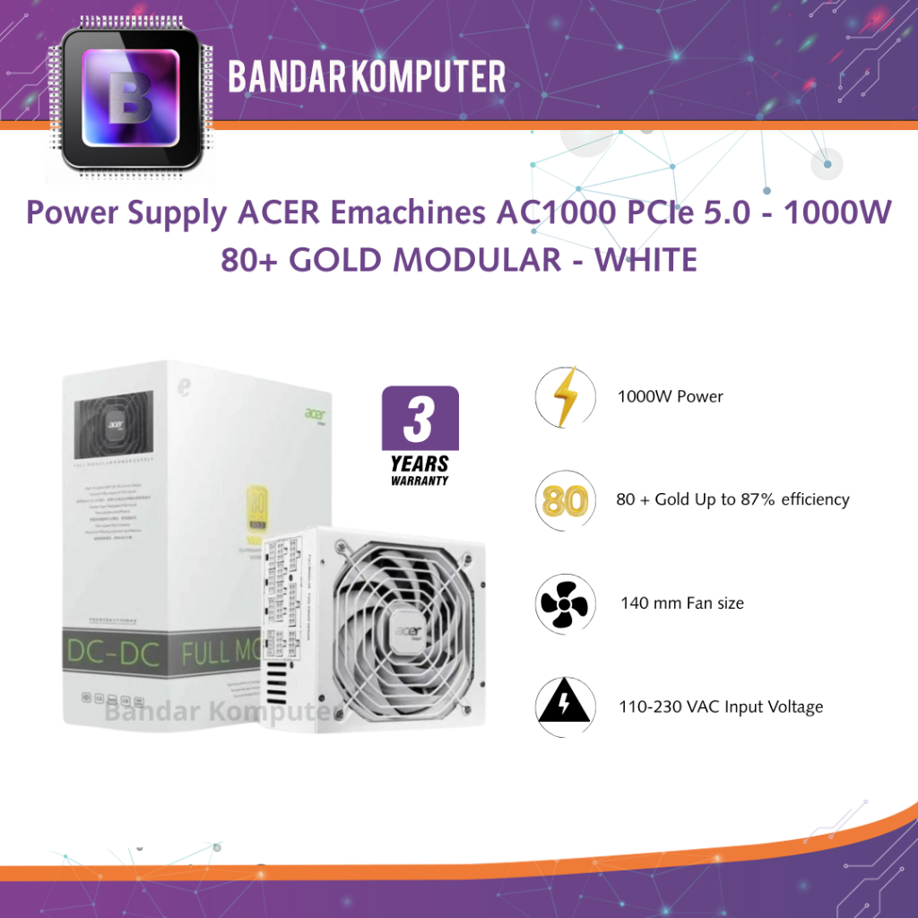 Jual Power Supply ACER Emachines AC1000 PCIe 5.0 - 1000W 80+ GOLD ...