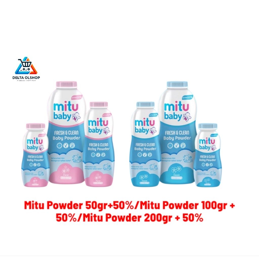 Jual Mitu Baby Powder Fresh & Clean Powder Bedak Bayi Lembut Ekstra isi ...