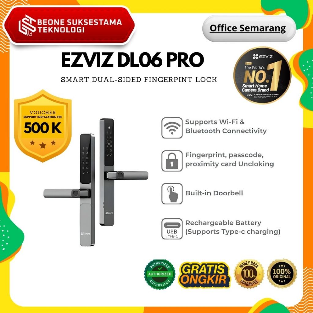 Jual Ezviz DL06 Pro Smart Dual-Sided Fingerprint Lock | Shopee Indonesia