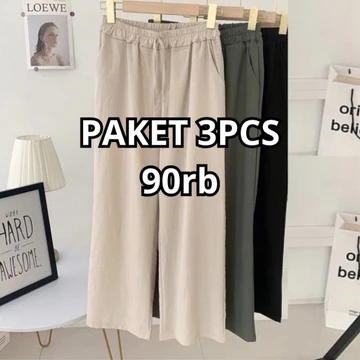 Pinupoutfit Celana Kulot Crinkel Airflow Ukuran Standar Dan Jumbo Paket Hemat 3pcs