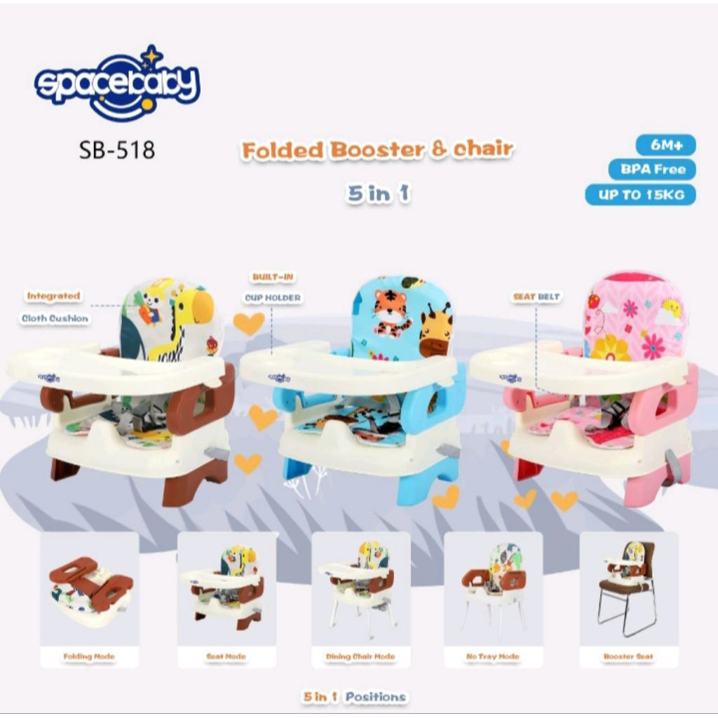 Jual FOLDED BOOSTER & CHAIR SPACEBABY SB-518 | Shopee Indonesia
