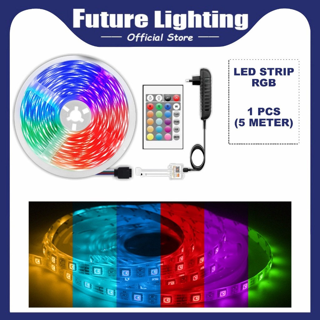 Jual Led Strip RGB /Komplit Set Adaptor Remote WATERPROOF/5 meter Lampu ...