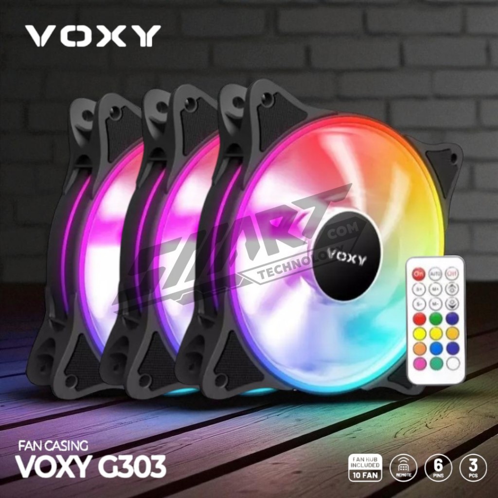 Jual Voxy G303 Fan Casing Gaming 3 in 1 with Hub Fan 10 Port & Remote ...