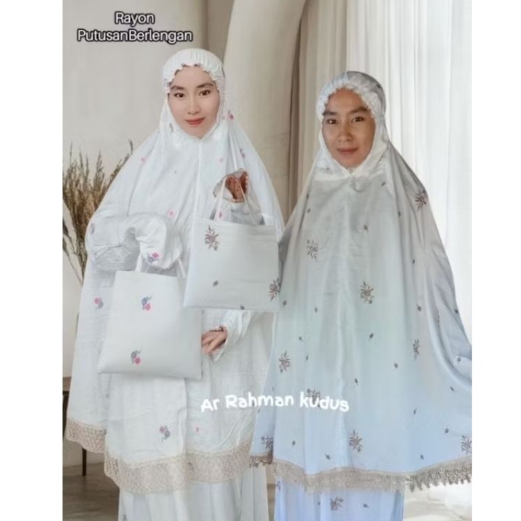 Mukena haji potongan berlengan rayon bordir dan katun voil mukena ihrom mukena  dewasa putusan