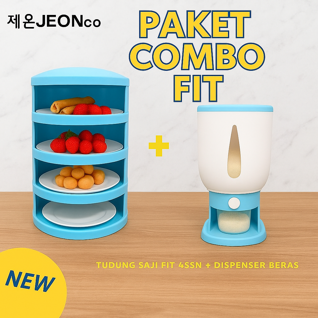 Paket Hampers Combo Fit Dispenser Beras 10 Kg + Tudung Saji 4 Susun Tempat Penyi - foto 3
