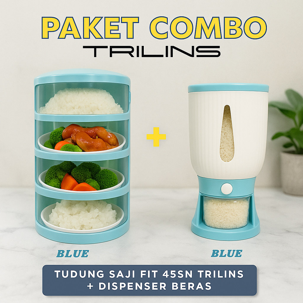 Paket Hampers Combo Fit Dispenser Beras 10 Kg + Tudung Saji 4 Susun Tempat Penyi - foto 1