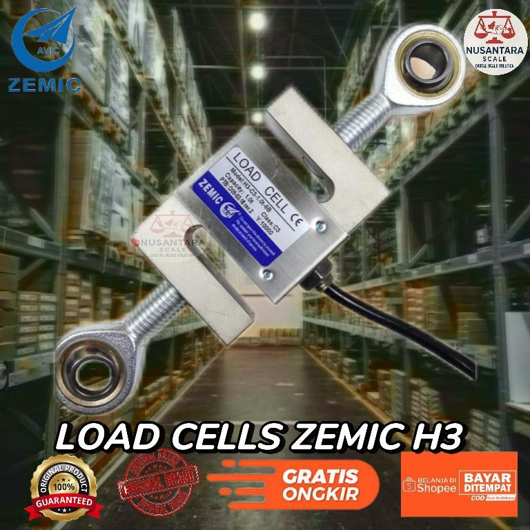 Jual LOAD CELL TARIK TYPE S 1 TON / LOAD CELL ZEMIC H3 1TON PLUS ...