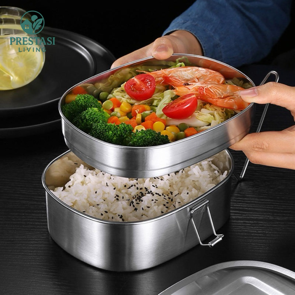 Jual Kotak Makan Lunch Box Tingkat Double Layer Stainless Steel 950 ml ...