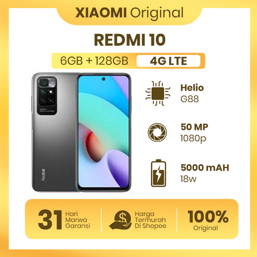 Jual Redmi 10 6/128GB FullSet Original Second Garansi 100% Normal Tanpa ...