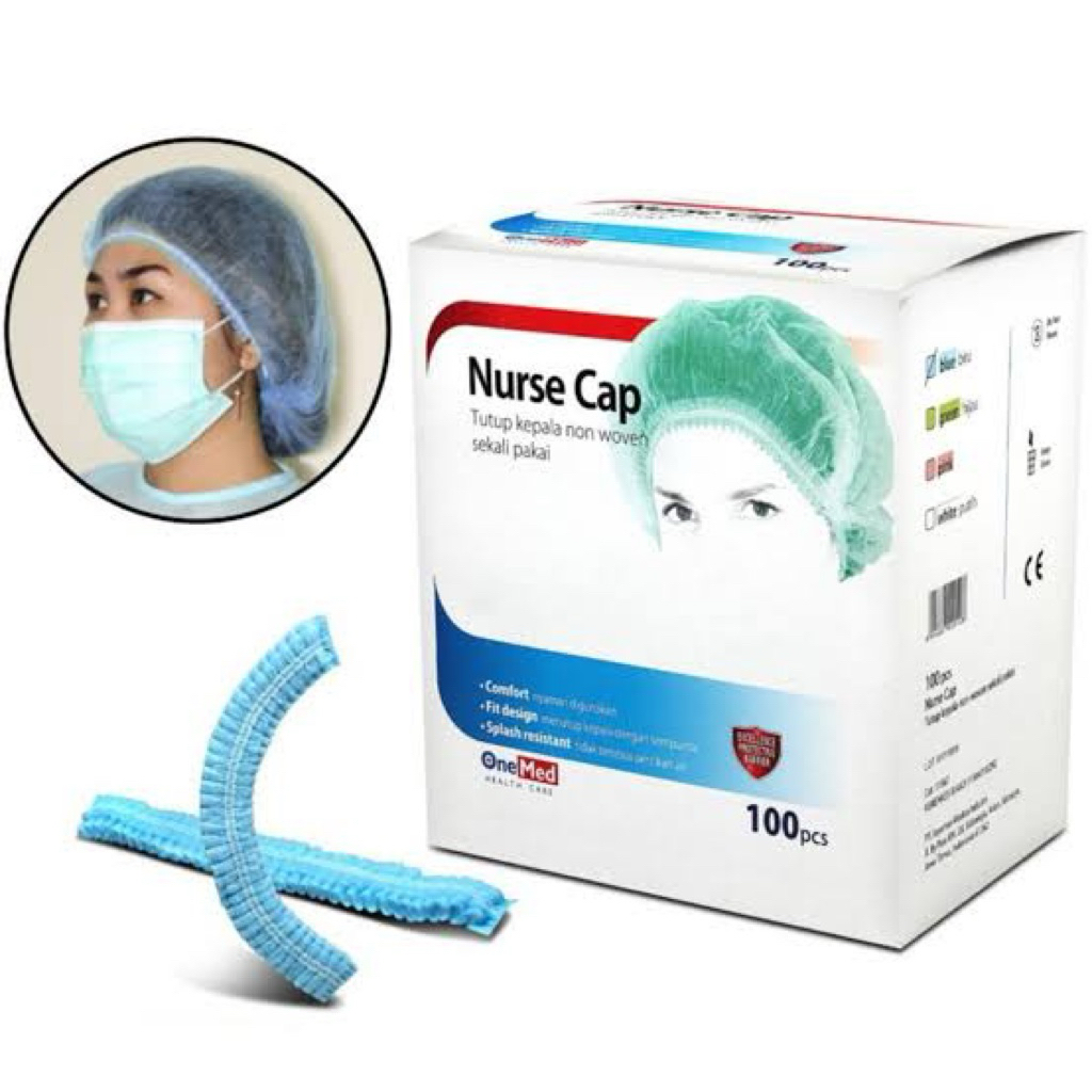 Jual 1 box Nurse cap non woven light blue biru nursecap hair cap ...