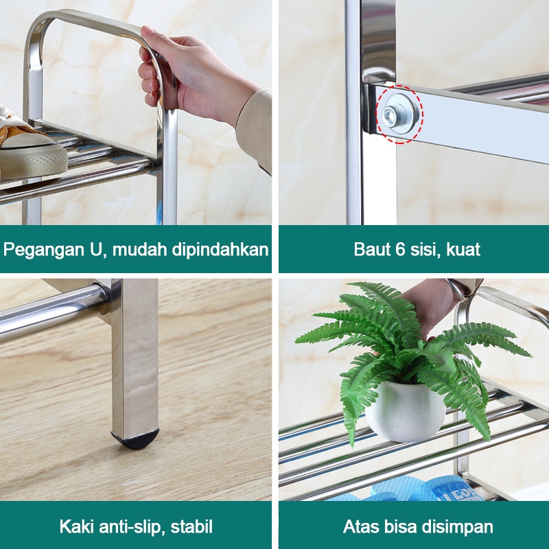 Jual 【Neat Space】Rak Sepatu Stainless Steel /Multifungsi Rak Susun Rak ...