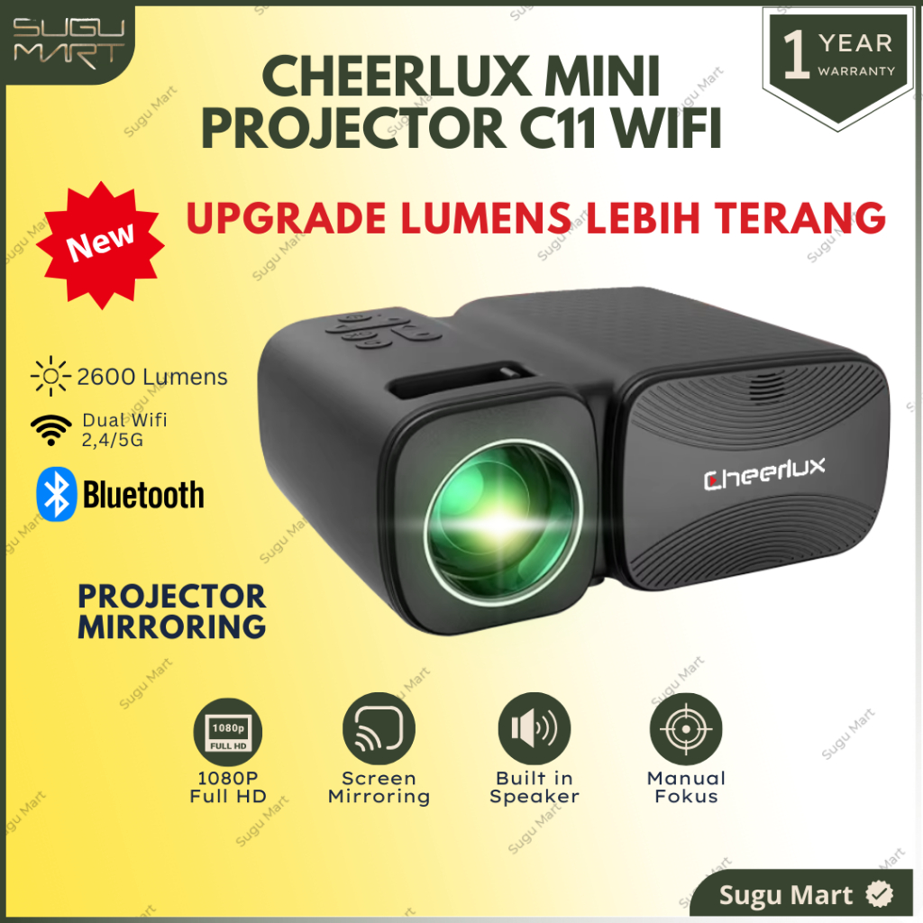 Jual Proyektor Cheerlux C11 Wifi 2600 Lumens 1080P | Proyektor Mini ...