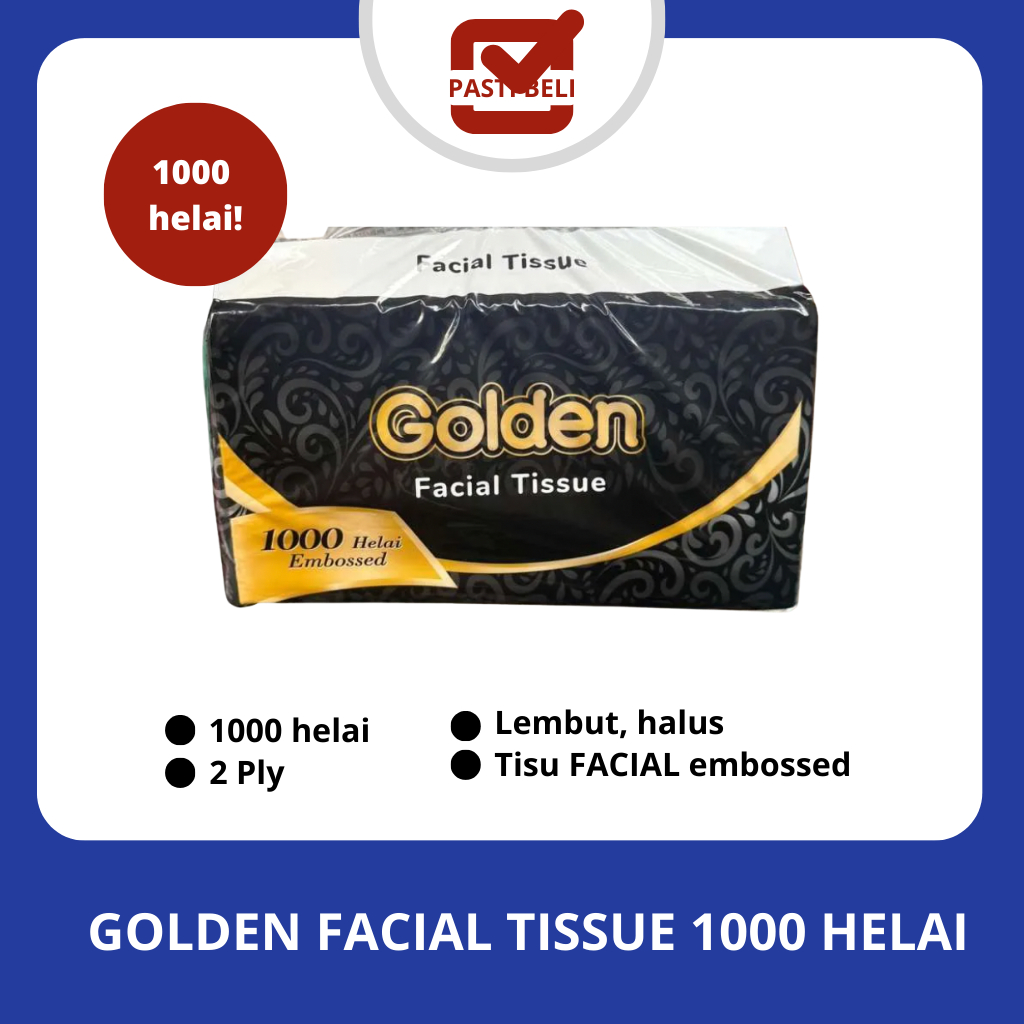 Jual Tissue wajah GOLDEN 1000 helai tisu wajah jumbo halus lembut ...