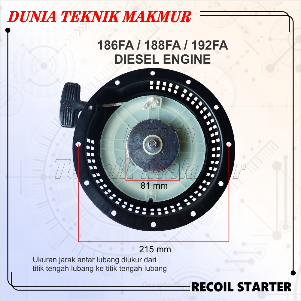 Jual 186FA 188FA 192FA RECOIL STARTER ASSY / KAP ENGKOL MESIN DIESEL ...