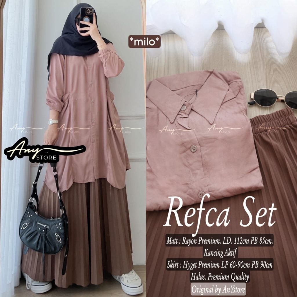 Jual Refca Set Tunik Rayon Mix Rok Plisket (Any) | Shopee Indonesia