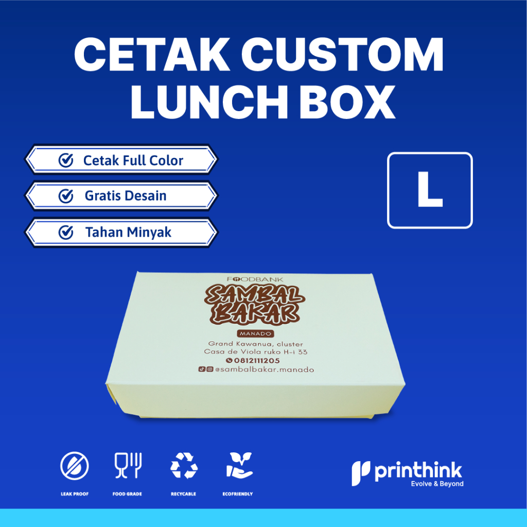 Jual (Reguler) Lunch Box L (19,6x12,4x5cm) Custom Full Color Print ...