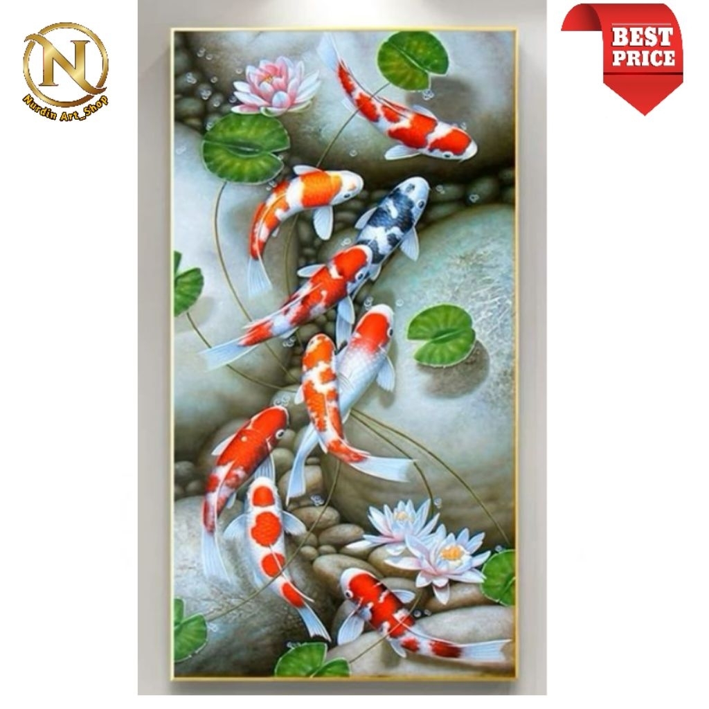 Jual Lukisan Ikan Koi Plus Frame Siap Pajang | Shopee Indonesia