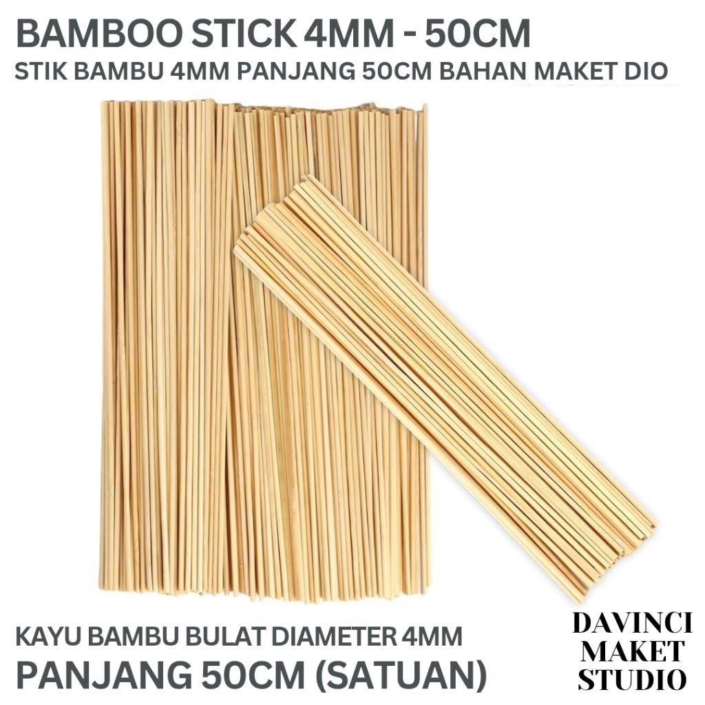 Jual Stik Bambu Batang Bulat Kayu Padat 4mm 50cm - Bamboo Wood Stick ...