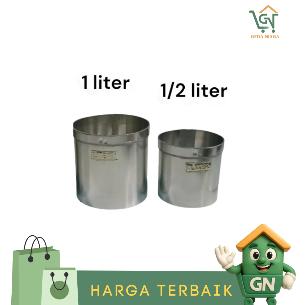 Jual Literan Beras 1 Liter dan 1/2 Liter Plat Logam | Shopee Indonesia